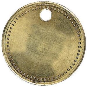 Werkzeugmarke Messing Ø 27mm, gelocht, mit Perlrand KUKKO