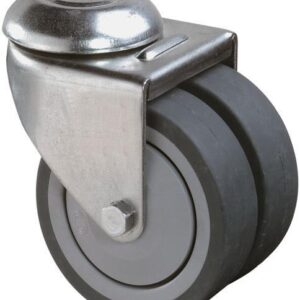 Doppellenkrolle 75mm B101Rückenl.Gummirad,KL,Fest.B101.A85.075