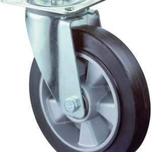 Lenkrolle 100mm L400.B80 Platte,Elastik schw.,KL L400.B80.100