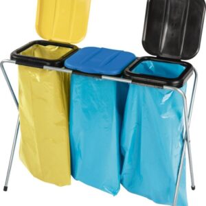 Abfallsamml. 3x120 l m.Deckel gelb/blau/schw