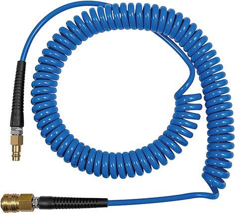 Spiralschlauch PU blau, Kupplung u Stecker NW7,2 10x6,5mm, 7,5m