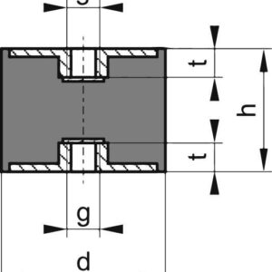 Gummi-Metall-Puffer Aus.C40x30mm M10
