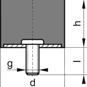 Gummi-Metall-Puffer Aus.D70 x 45mm M10x28