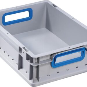 EuroBox 412,400x300x120mmGriffe offen,grau/blau