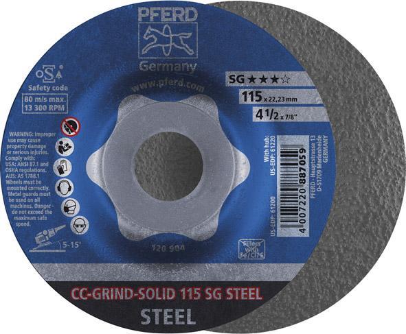 2297647 schleifscheibe cc grind solid sg steel 115mm pferd