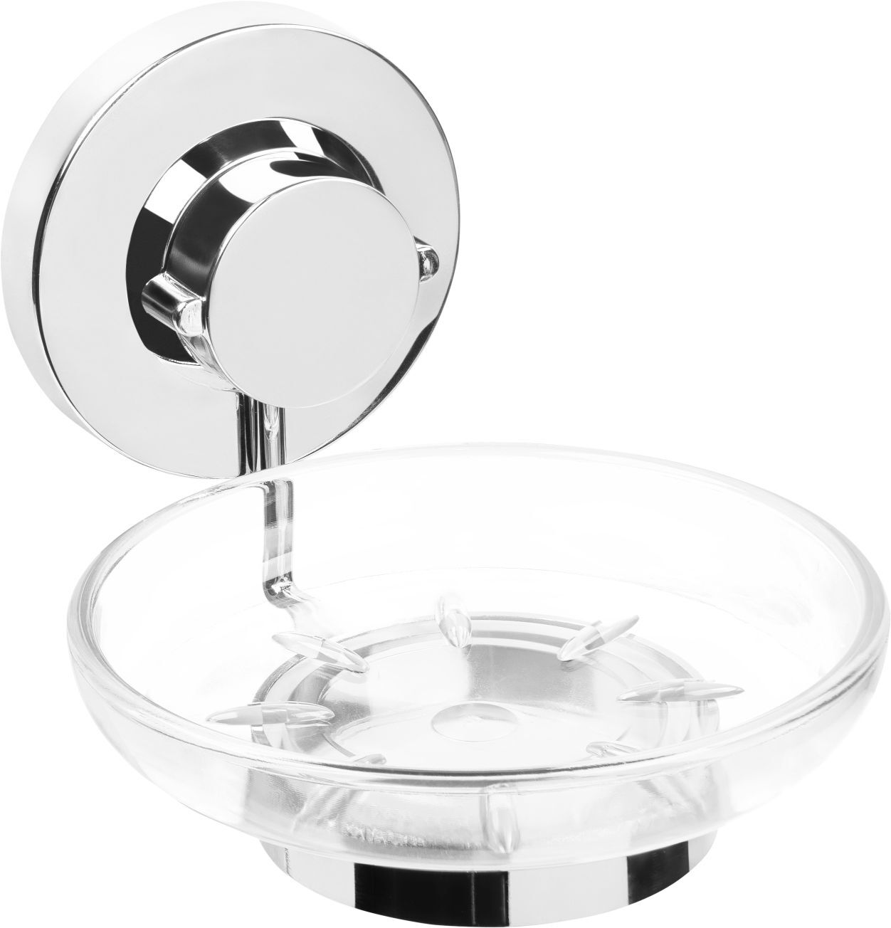 3in1 Seifenhalter Glas Stahl verchromt 110 x 132 x 102 mm