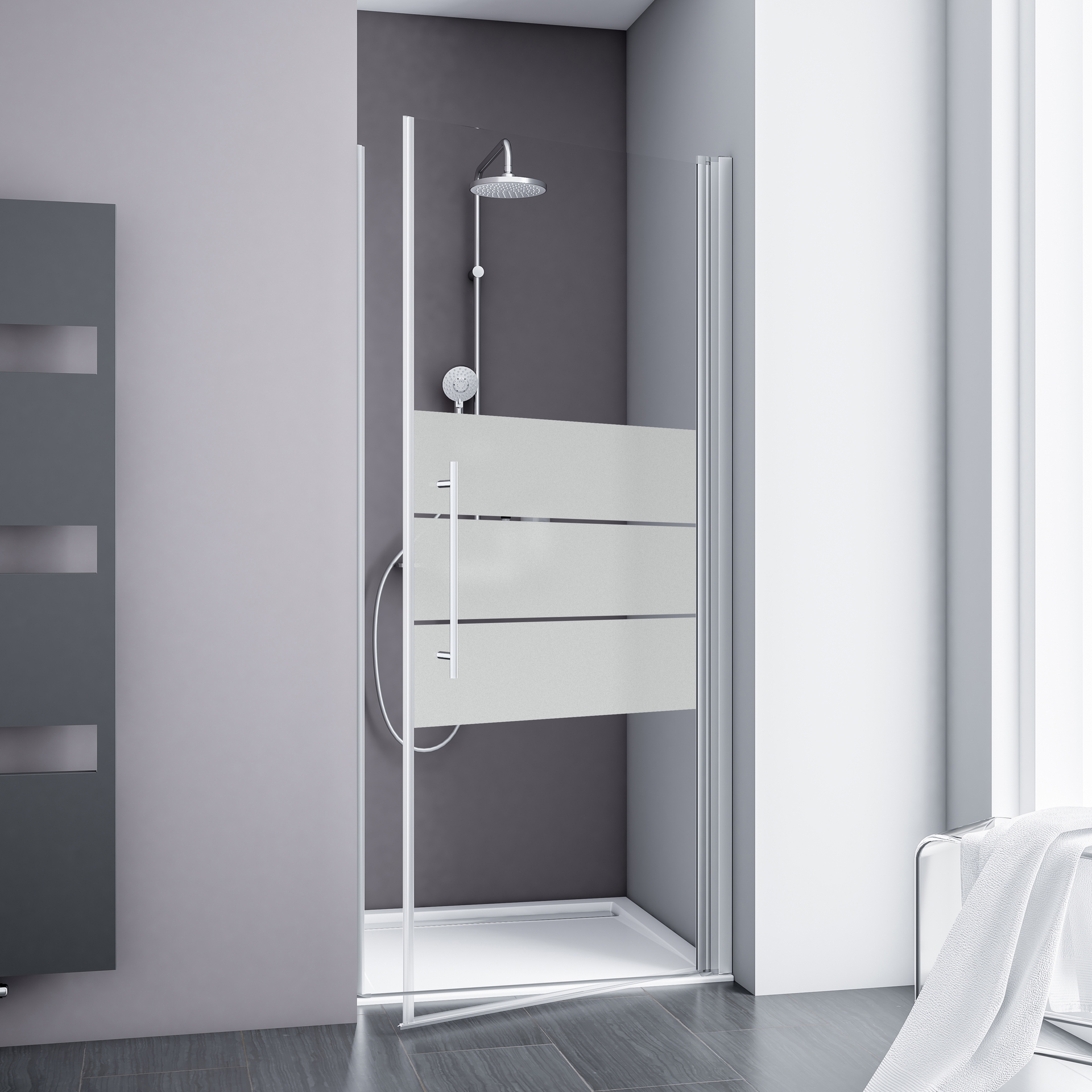 Alexa Syle 2.0 Drehtür für Nische, Depoli light, alu-natur, 80x192cm