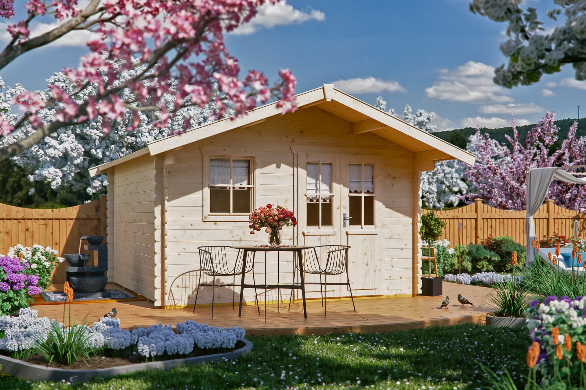 2352873 gartenhaus malaga mit vordach natur
