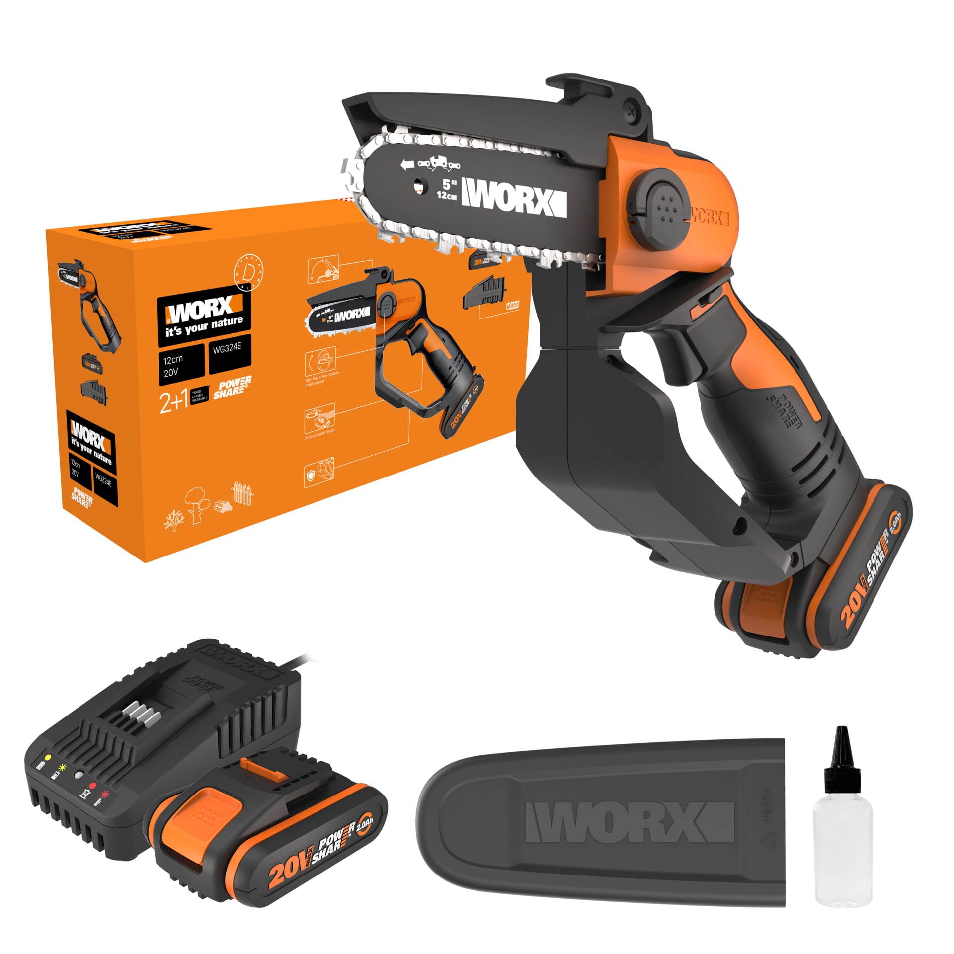 2441619 akku einhandkettensaege 20v set inkl 2ah akku ladegeraet