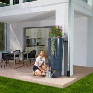 STONE 2in1 Regenspeicher mit Pflanzschale 210L, lava