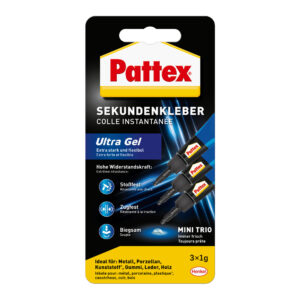 Sekundenkleber Ultra Gel Mini Trio, farblos, 3x 1g