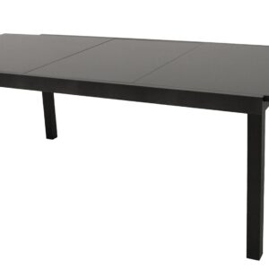 Ausziehtisch 200/300x110cm, Aluminium anthrazit + Glas schwarz