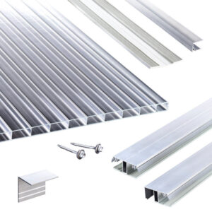 Acryl Stegplatten | Terrassendach-Set | Stabilo Stegplatte | Kombinationsverlegeprofil | 16 mm | glasklar