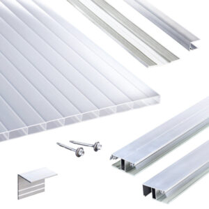 Acryl Stegplatten | Terrassendach-Set | Stabilo Stegplatte | Kombinationsverlegeprofil | 16 mm | opal-weiß