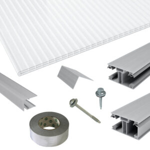 Polycarbonat Stegplatten | Terrassendach-Set | ECO Verlegeprofil | 16 mm | glasklar