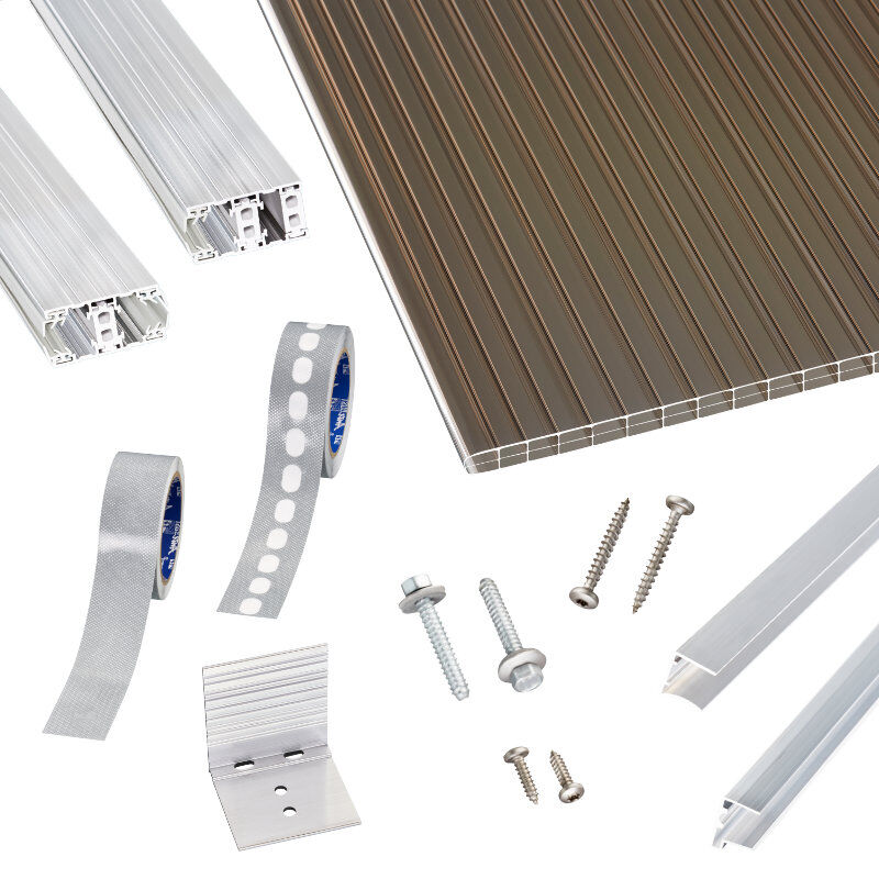 polycarbonat stegplatten terrassendach set thermo alu verlegeprofil 16 mm bronze
