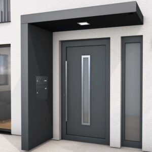 Rechteckvordach Hamburg Extra mit Seitenteil und Briefkasten