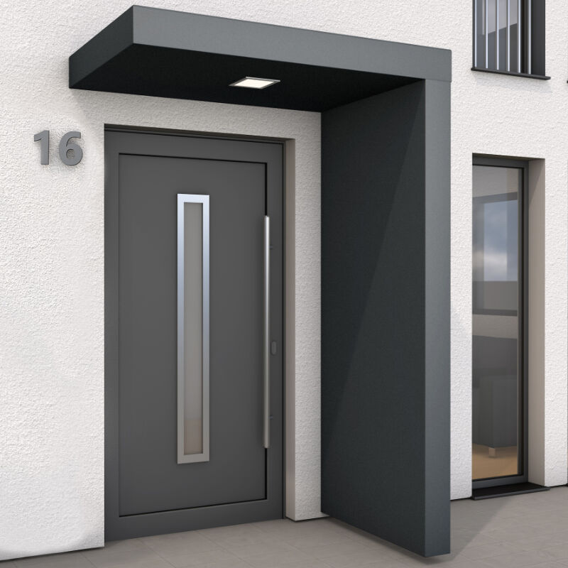 Rechteckvordach Hamburg Extra mit Seitenteil 1 Rechteckvordach Hamburg Extra mit Seitenteil