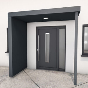 Rechteckvordach Hamburg Extra XL mit 1 Pfosten und 1 Seitenteil