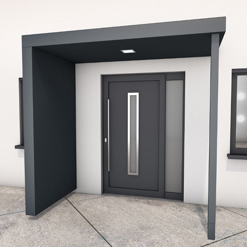 Rechteckvordach Hamburg Extra XL mit 1 Pfosten und 1 Seitenteil 1 Rechteckvordach Hamburg Extra XL mit 1 Pfosten und 1 Seitenteil