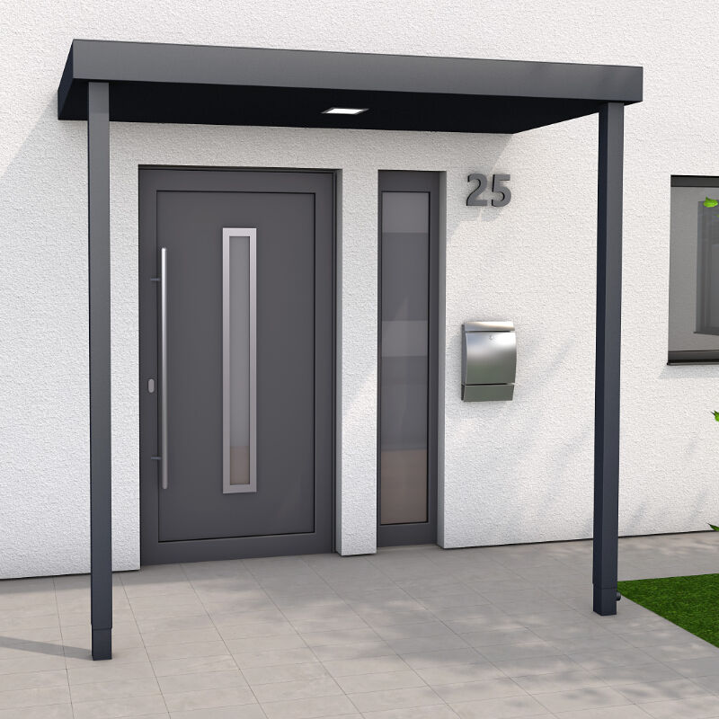 Rechteckvordach Hamburg Extra XL mit 2 Pfosten 1 Rechteckvordach Hamburg Extra XL mit 2 Pfosten