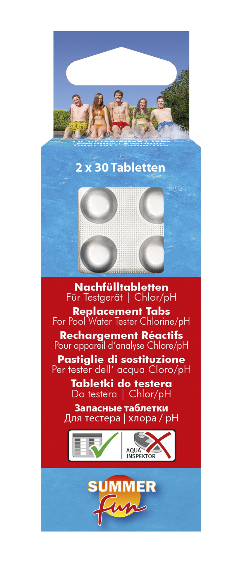Nachfülltabl. f. Wassertestgerät (Chlormethod.), geblistert