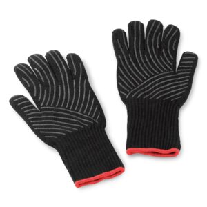 Grillhandschuh-Set aus Kevlar Schwarz, lang mit Silikonnoppen