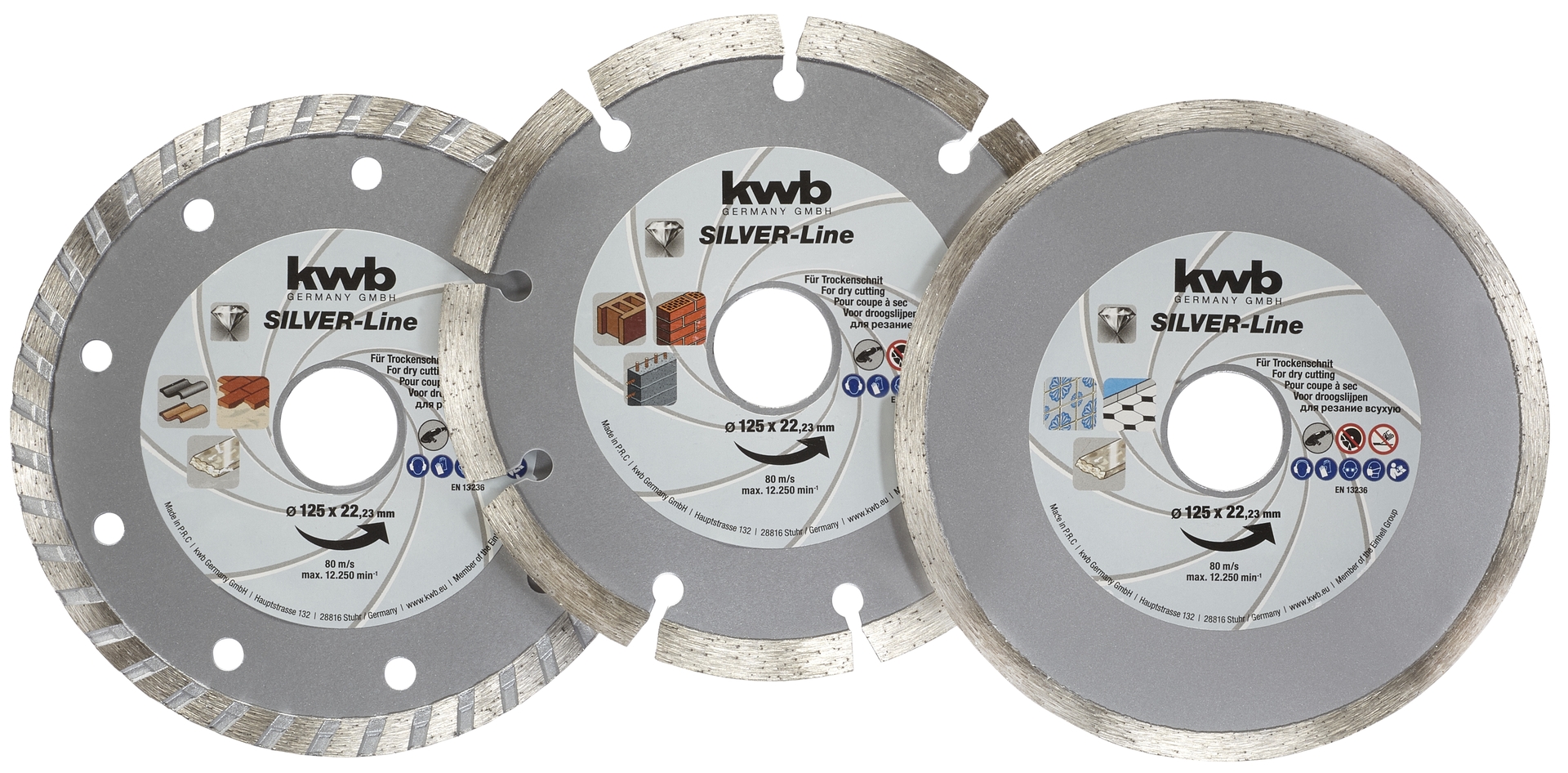 Diamant-Trennscheiben-Set D125 mm 3-tlg. 1 Diamant-Trennscheiben-Set D125 mm 3-tlg.