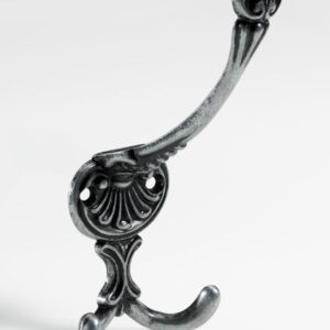 Hut- & Mantelhaken, 59 x 145 x 70 mm, Zinkdruckguss brüniert, silberfarben