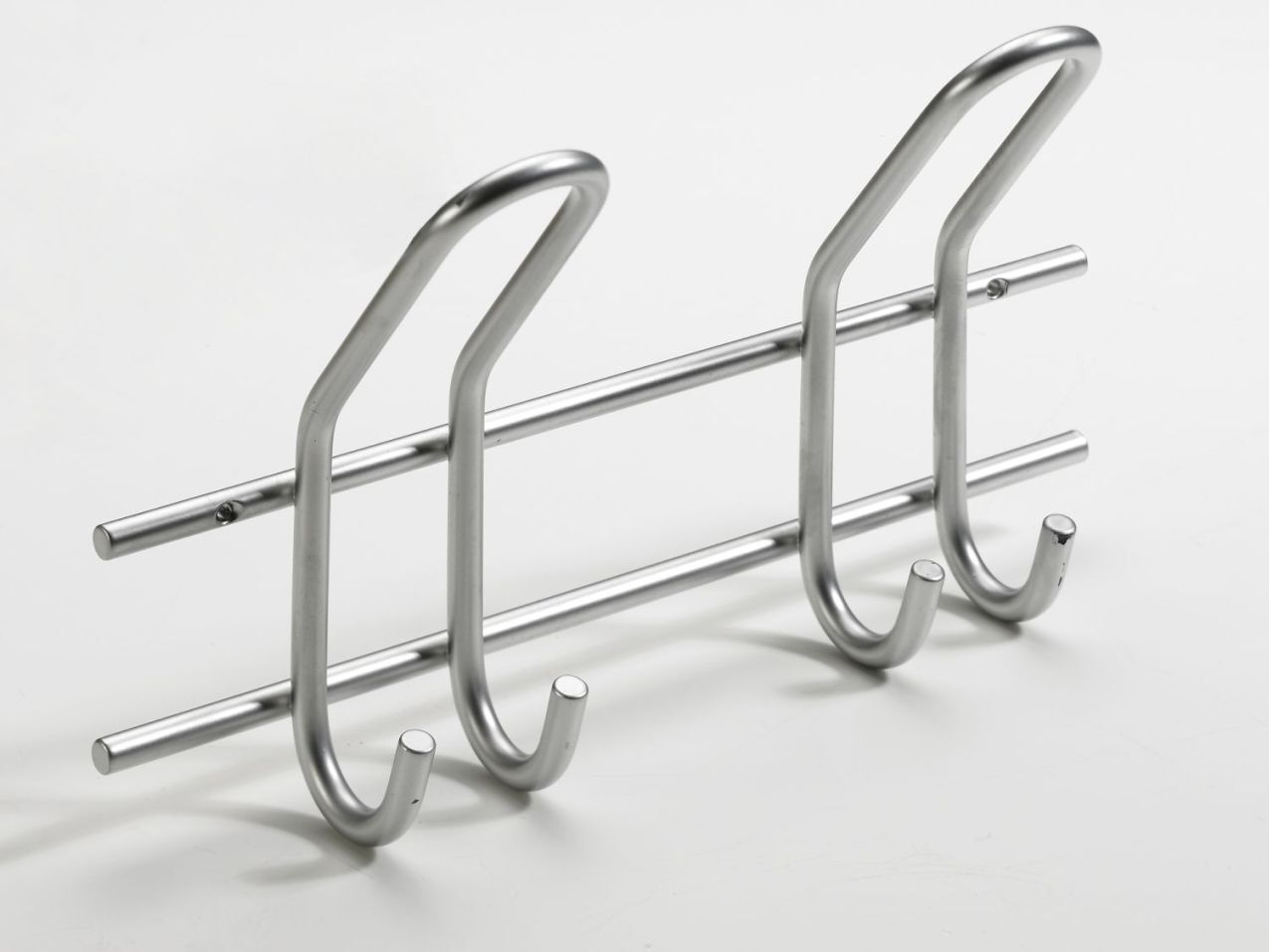 Garderobenleiste, 2 Haken, 285 x 165 x 75 mm, Stahl silberfarben