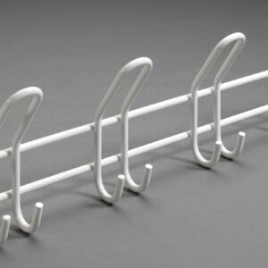 Garderobenleiste, 4 Haken, 575 x 165 x 75 mm, Stahl weiß