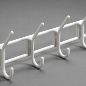 Garderobenhaken, 4 Haken, 370 x 150 x 70 mm, Kunststoff weiß