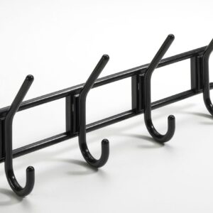 Garderobenhaken, 4 Haken, 370 x 150 x 70 mm, Kunststoff schwarz