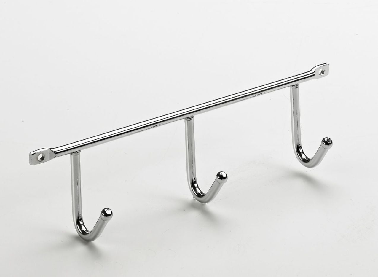 Hakenleiste, 3 Haken, 200 x 52 x 35 mm, Stahl verchromt