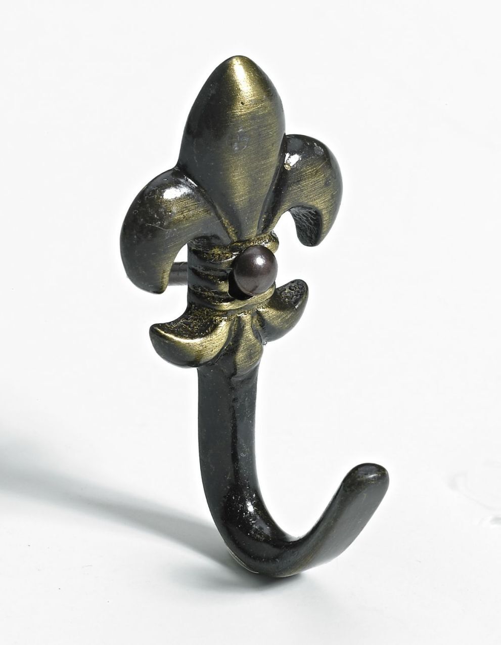 Zierhaken, 20 x 42 x 20 mm, Zinkdruckguss vermessingt, brüniert 1 Zierhaken, 20 x 42 x 20 mm, Zinkdruckguss vermessingt, brüniert