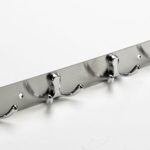 Hakenleiste, 4 Haken, 380 x 38 x 33 mm, Edelstahl, Zinkdruckguss verchromt