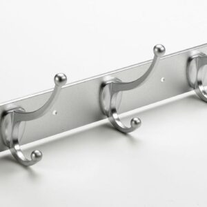 Hakenleiste, 3 Haken, 315 x 110 x 80 mm, Aluminium, Zinkdruckguss eloxiert, verchromt