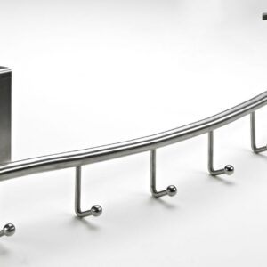 Türhängegarderobe, 6 Haken, 595 x 170 x 90 mm, Edelstahl matt