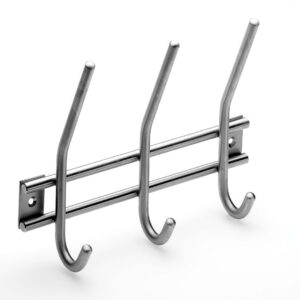 Garderobenleiste, 3 Haken, 220 x 165 x 55 mm, Edelstahl matt
