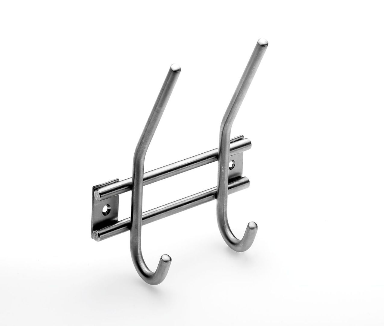 Garderobenleiste, 2 Haken, 140 x 165 x 55 mm, Edelstahl matt