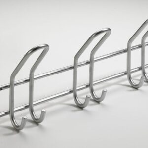 Garderobenleiste, 3 Haken, 430 x 165 x 75 mm, Stahl silberfarben