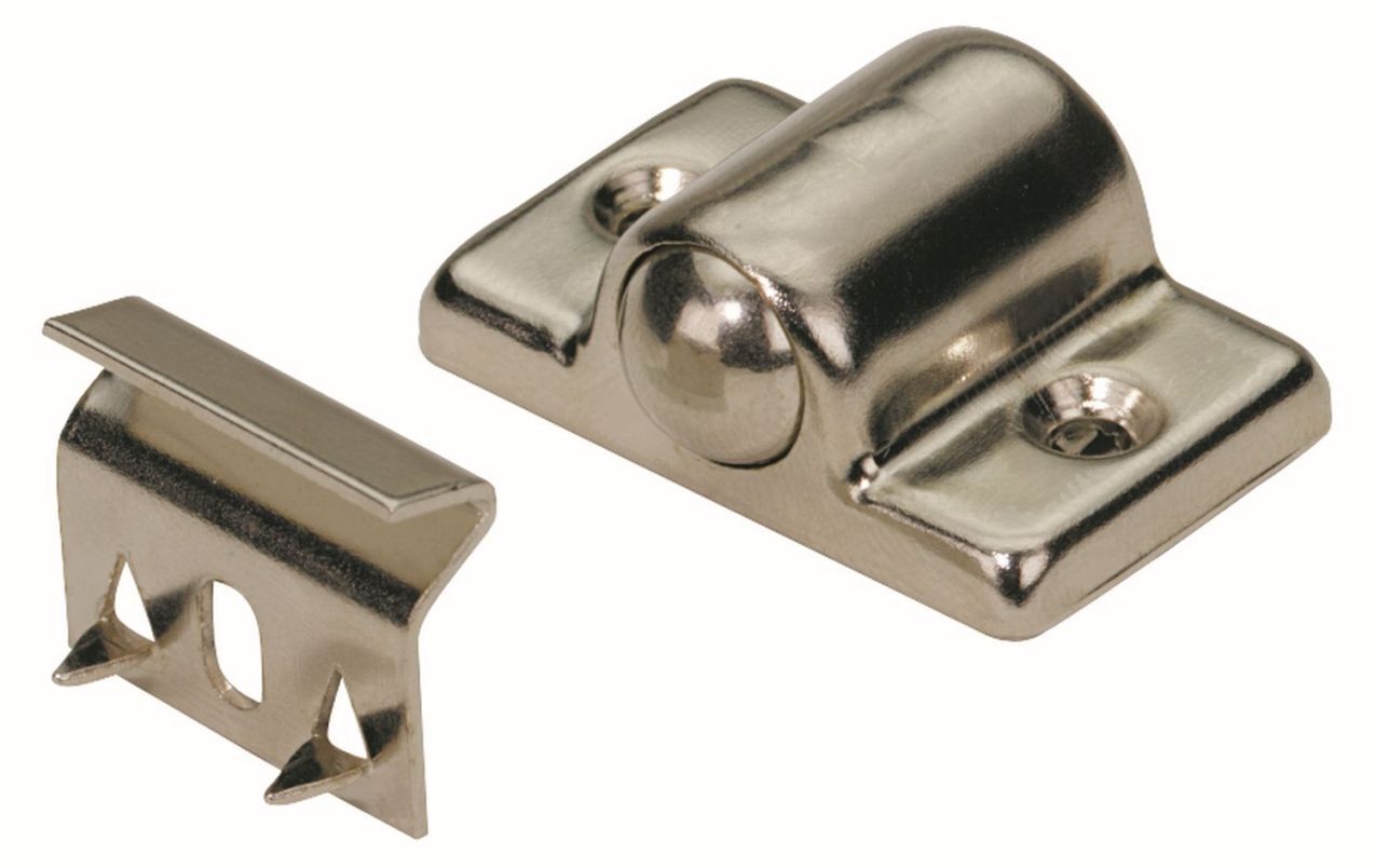 Kugelschnäpper mit Stahlkugel, 30 x 12 x 20 mm, Stahl, vernickelt