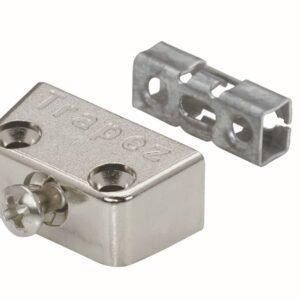 Aufschraub-Verbindungsbeschlag Trapez, 15,8 x 40 x 20,5 mm, Zinkdruckguss, vernickelt