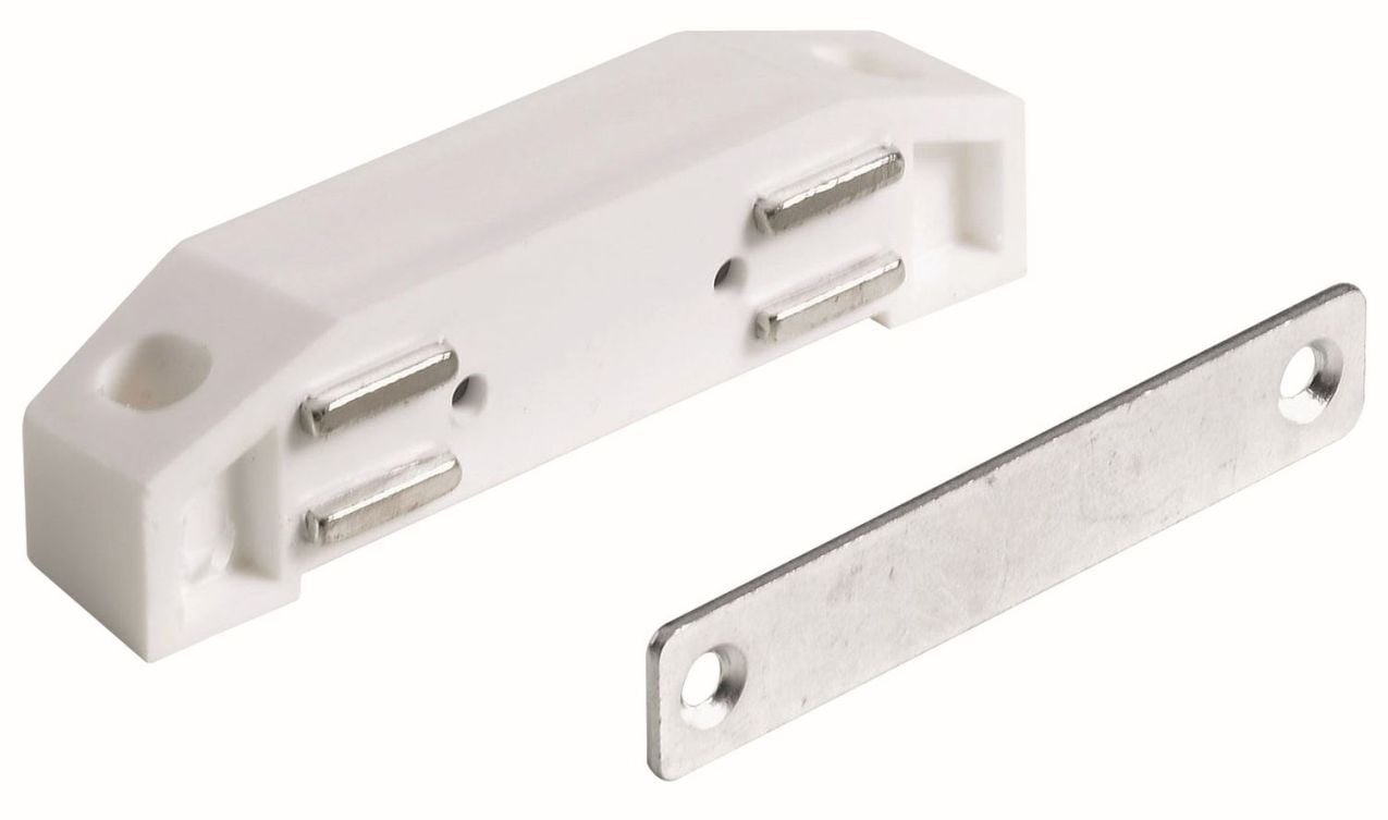 XXL- Magnetschnäpper 10 kg, Gegenplatte starr, 75 x 19 x 17 mm, verzinkt, weiß