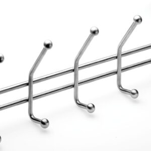 Garderobenleiste, 5 Haken, 452 x 160 x 60 mm, Edelstahl matt