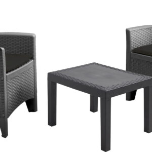 Möbelset Akita, 3-teilig, anthrazit inkl. Kissen