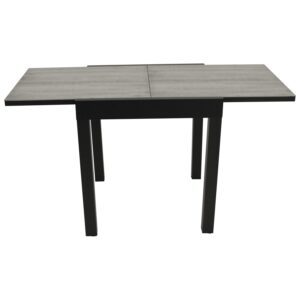 Balkon-Ausziehtisch 70/140x70cm, Tischplatte Glas in Keramikoptik hellgrau