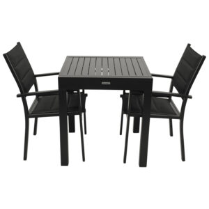 Garnitur 3-teilig, Aluminium, Kunstgewebe schwarz