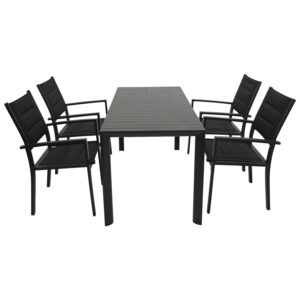 Garnitur 5-teilig, Aluminium, Kunstgewebe schwarz