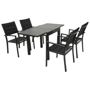 Garnitur 5-teilig, Aluminium, Kunstgewebe schwarz